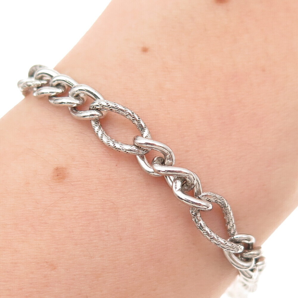 Winard 925 Sterling Silver Vintage Figaro Link Bracelet 7"